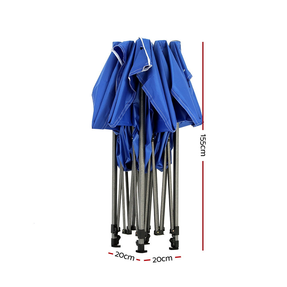 Instahut Gazebo Pop Up Marquee 3x3 Folding Tent Wedding Gazebos 500D Oxford Blue GAZEBO-C-3X3-DX-BLUE