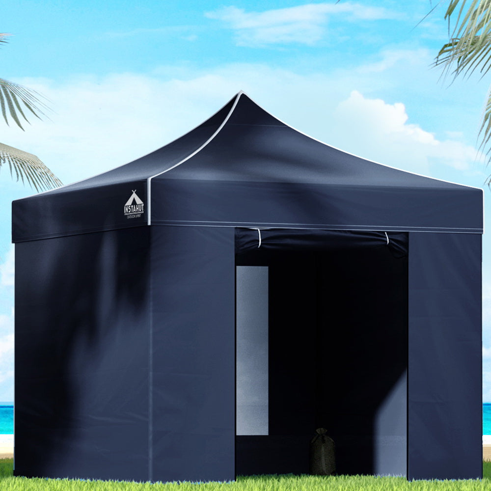 Instahut Gazebo Pop Up Marquee 3x3 Folding Tent Gazebos Camping 500D Oxford Navy GAZEBO-C-3X3-DX-NAVY