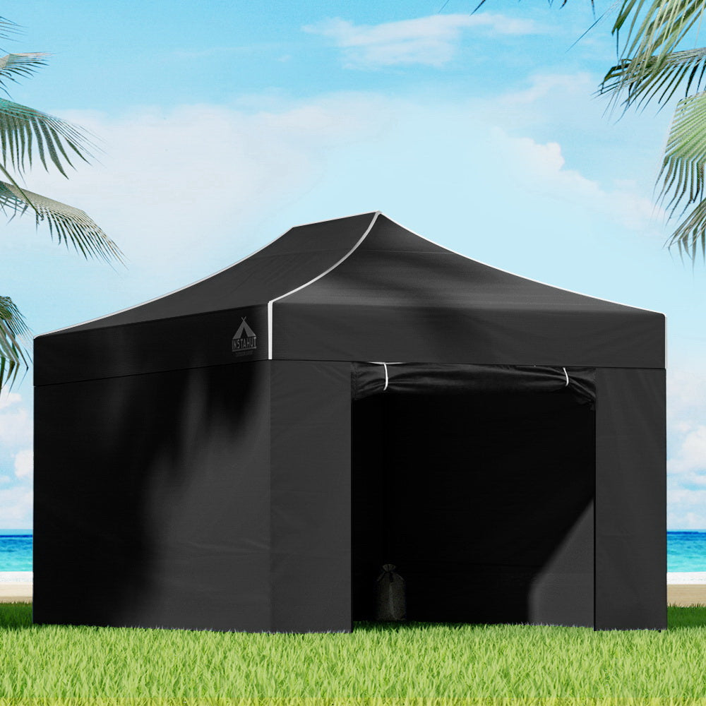 Instahut Gazebo Pop Up Marquee 3x4.5 Folding Tent Wedding Gazebos 500D Black GAZEBO-C-3X45-DX-BLACK