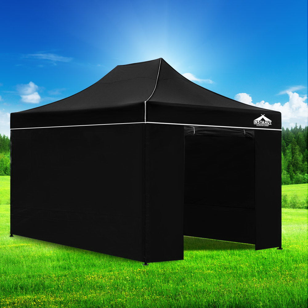 Instahut Gazebo Pop Up Marquee 3x4.5 Folding Tent Wedding Gazebos 500D Black GAZEBO-C-3X45-DX-BLACK