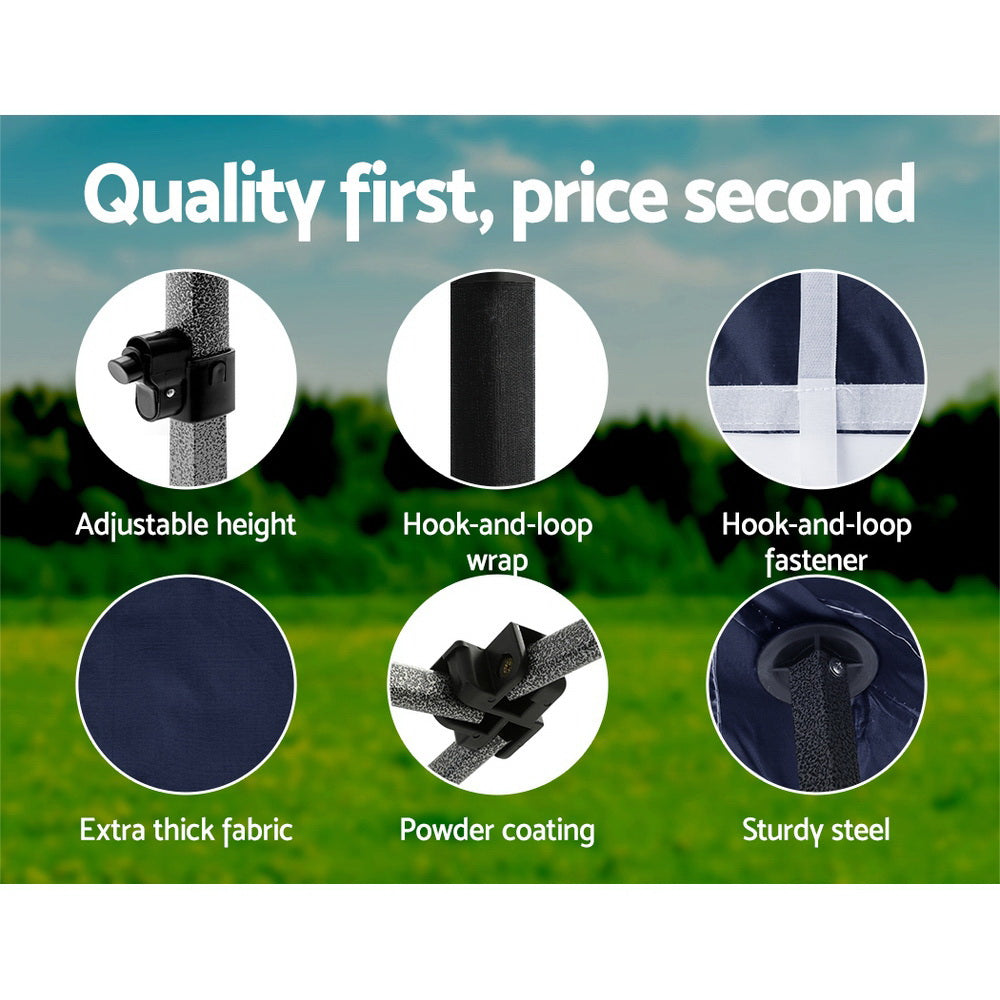Instahut Gazebo 3x4.5 Pop Up Marquee Folding Tent Wedding Gazebos Camping Outdoor Shade Canopy Navy GAZEBO-C-3X45-DX-NAVY