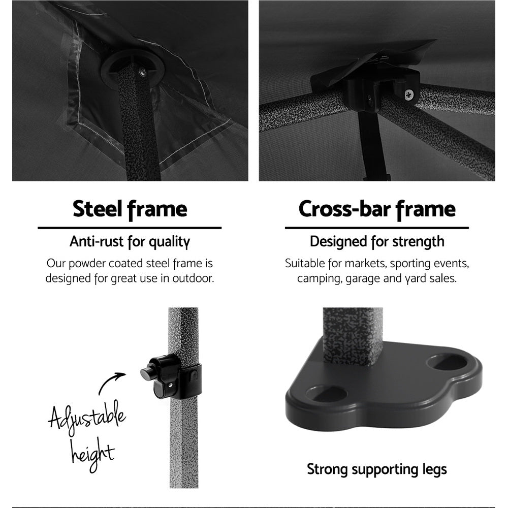 Instahut Gazebo 3x6 Pop Up Marquee Folding Tent Wedding Gazebos Camping Outdoor Shade Canopy Black GAZEBO-C-3X6-DX-BLACK