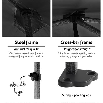 Instahut Gazebo 3x6 Pop Up Marquee Folding Tent Wedding Gazebos Camping Outdoor Shade Canopy Black GAZEBO-C-3X6-DX-BLACK