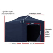 Instahut Gazebo Pop Up Marquee 3x6 Folding Tent Gazebos Camping 500D Oxford Navy GAZEBO-C-3X6-DX-NAVY
