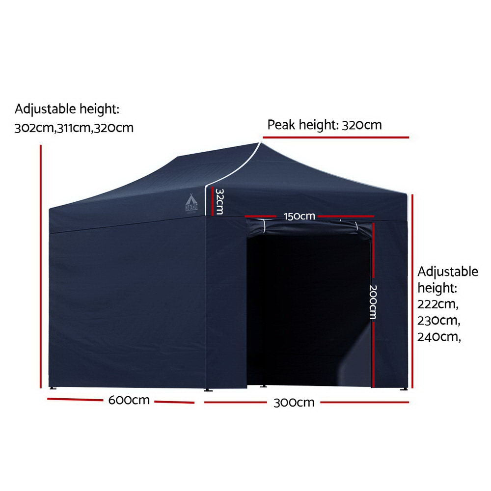 Instahut Gazebo Pop Up Marquee 3x6 Folding Tent Gazebos Camping 500D Oxford Navy GAZEBO-C-3X6-DX-NAVY