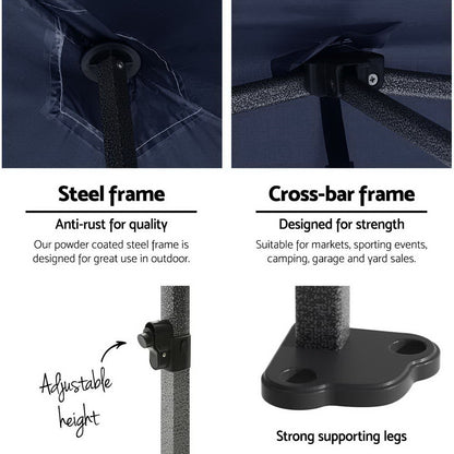 Instahut Gazebo Pop Up Marquee 3x6 Folding Tent Gazebos Camping 500D Oxford Navy GAZEBO-C-3X6-DX-NAVY
