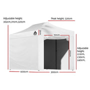Instahut Gazebo Pop Up Marquee 3x6 Folding Tent Gazebos 500D Oxford Fabric White GAZEBO-C-3X6-DX-WHITE