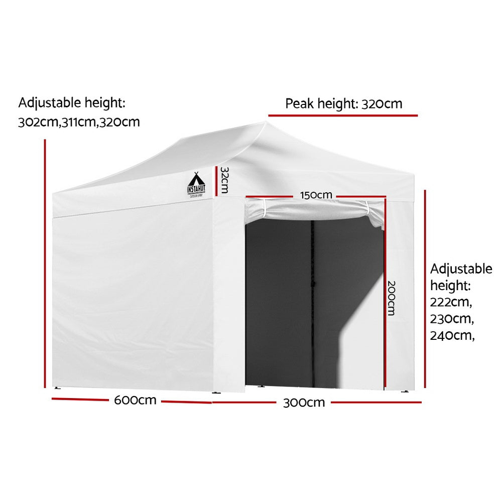 Instahut Gazebo Pop Up Marquee 3x6 Folding Tent Gazebos 500D Oxford Fabric White GAZEBO-C-3X6-DX-WHITE