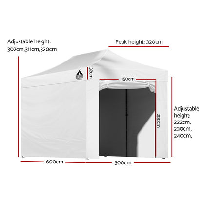 Instahut Gazebo Pop Up Marquee 3x6 Folding Tent Gazebos 500D Oxford Fabric White GAZEBO-C-3X6-DX-WHITE