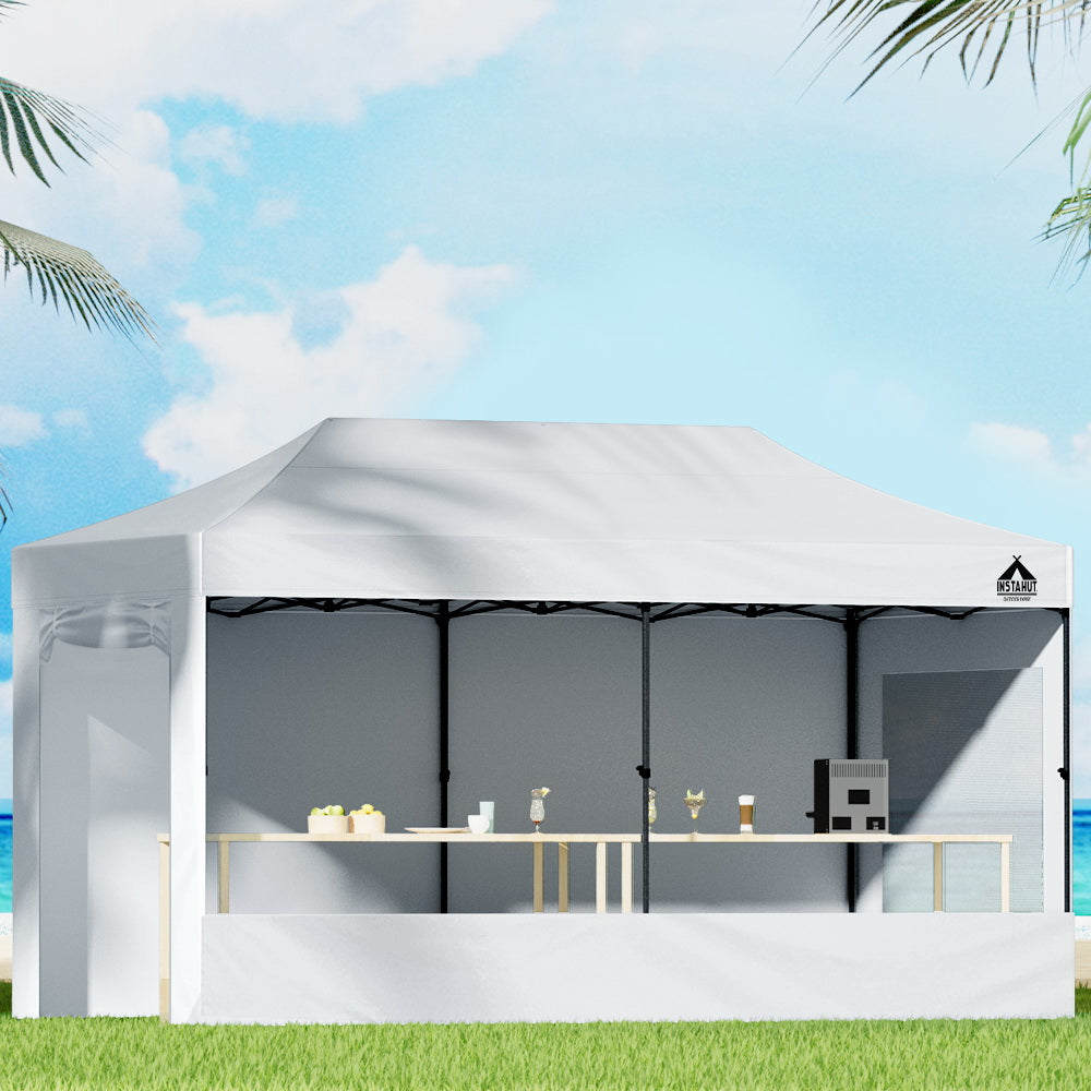 Instahut Gazebo Pop Up Marquee 3x6 Folding Tent Gazebos 500D Oxford Fabric White GAZEBO-C-3X6-DX-WHITE
