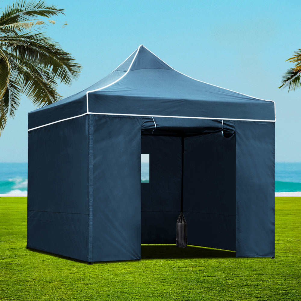 Instahut Gazebo 3x3 Pop Up Marquee Folding Wedding Tent Gazebos Camping Outdoor Shade Canopy Navy GAZEBO-H-C-3X3-DX-NA