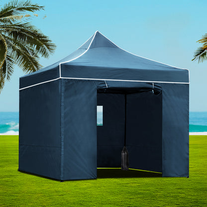 Instahut Gazebo 3x3 Pop Up Marquee Folding Wedding Tent Gazebos Camping Outdoor Shade Canopy Navy GAZEBO-H-C-3X3-DX-NA