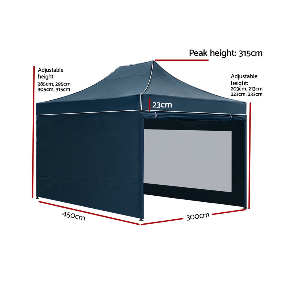 Instahut Gazebo 3x4.5 Pop Up Marquee Folding Wedding Tent Gazebos Camping Outdoor Shade Canopy Navy GAZEBO-H-C-3X45-DX-NA
