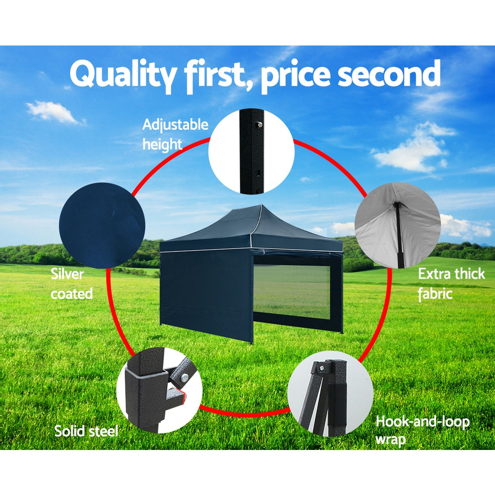 Instahut Gazebo 3x4.5 Pop Up Marquee Folding Wedding Tent Gazebos Camping Outdoor Shade Canopy Navy GAZEBO-H-C-3X45-DX-NA