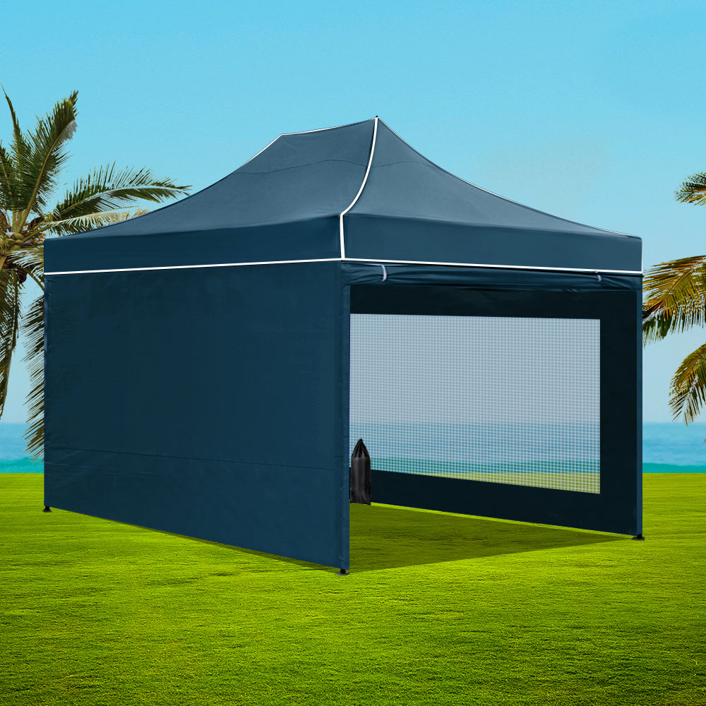Instahut Gazebo 3x4.5 Pop Up Marquee Folding Wedding Tent Gazebos Camping Outdoor Shade Canopy Navy GAZEBO-H-C-3X45-DX-NA