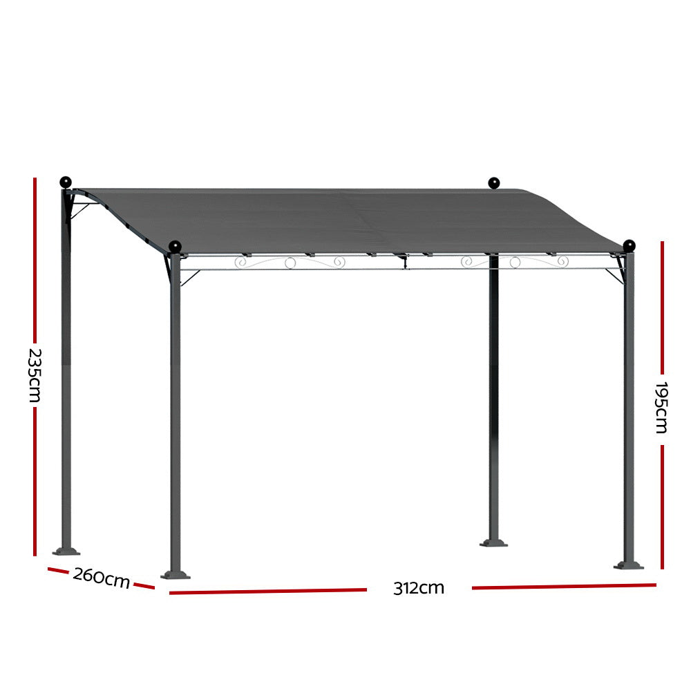 Instahut Gazebo Marquee 3m Outdoor Event Wedding Tent Camping Party Shade Iron Art Canopy Grey GAZEBO-IR-AR-HF-3X25-GY-AB