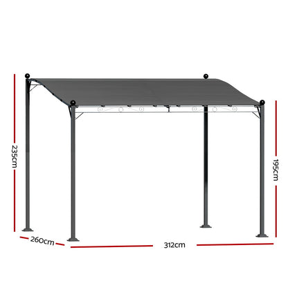 Instahut Gazebo Marquee 3m Outdoor Event Wedding Tent Camping Party Shade Iron Art Canopy Grey GAZEBO-IR-AR-HF-3X25-GY-AB