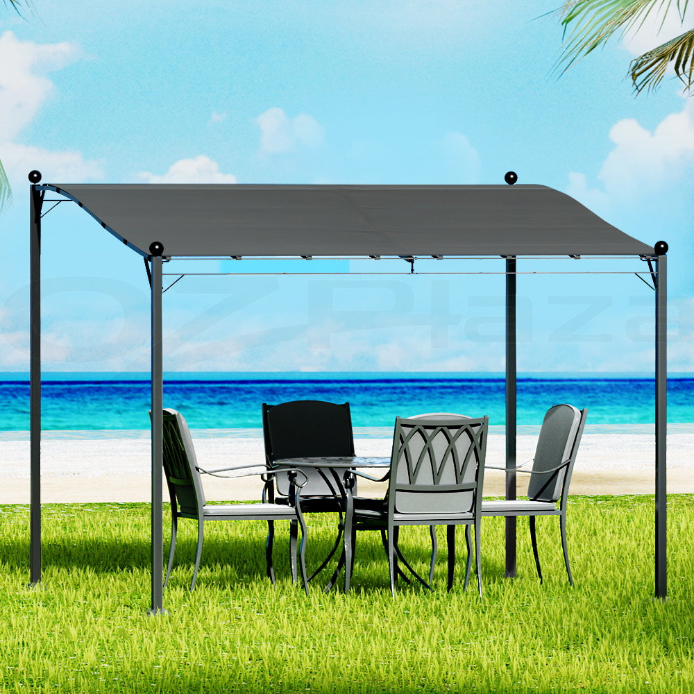 Instahut Gazebo Marquee 3m Outdoor Event Wedding Tent Camping Party Shade Iron Art Canopy Grey GAZEBO-IR-AR-HF-3X25-GY-AB