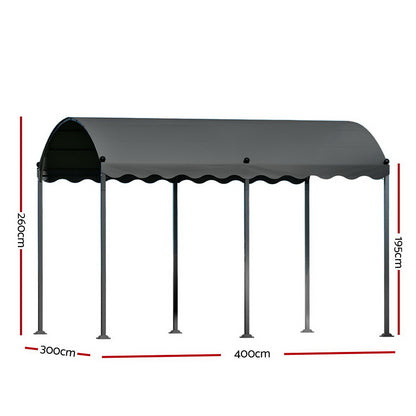 Instahut Gazebo Marquee 4x3m Outdoor Event Wedding Tent Camping Party Shade Iron Art Canopy Grey GAZEBO-IR-DO-HF-4X3-GY-AB