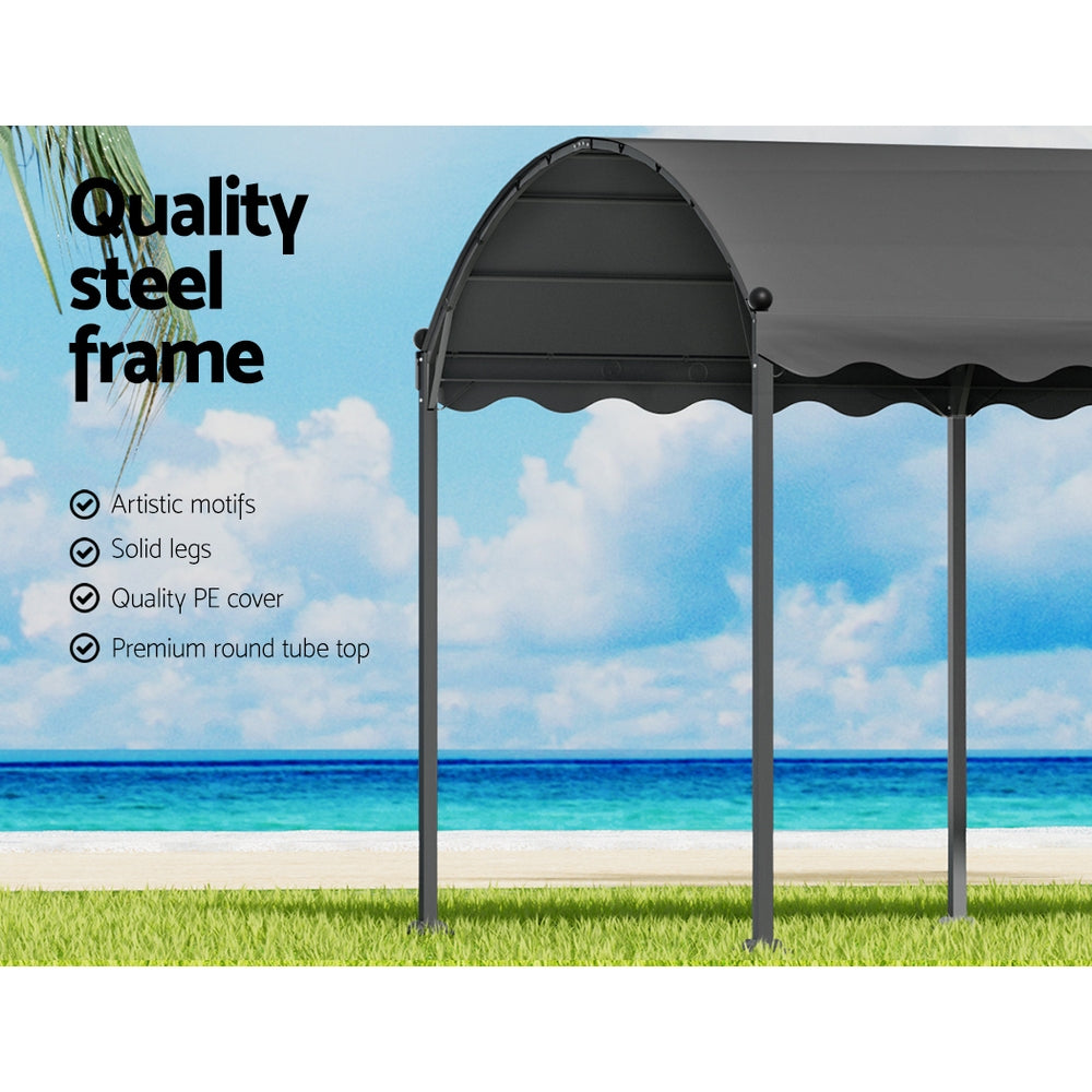 Instahut Gazebo Marquee 4x3m Outdoor Event Wedding Tent Camping Party Shade Iron Art Canopy Grey GAZEBO-IR-DO-HF-4X3-GY-AB