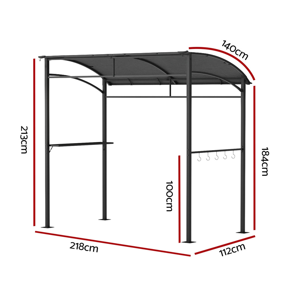 Instahut Gazebo Outdoor BBQ Grill Patio Garden Marquee Shade Shelter Shelf Hooks Grey GAZEBO-IR-HF-BBQ01-GY