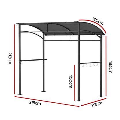 Instahut Gazebo Outdoor BBQ Grill Patio Garden Marquee Shade Shelter Shelf Hooks Grey GAZEBO-IR-HF-BBQ01-GY