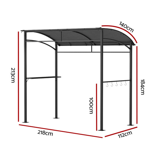 Instahut Gazebo Outdoor BBQ Grill Patio Garden Marquee Shade Shelter Shelf Hooks Grey GAZEBO-IR-HF-BBQ01-GY