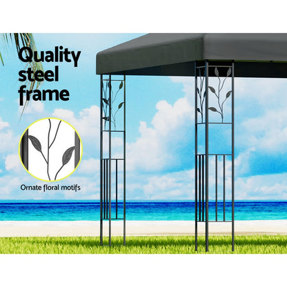 Instahut Gazebo 3x3m Marquee Outdoor Wedding Party Event Tent Home Iron Art Shade Grey GAZEBO-IR-LE-HF-3X3-GY-AB