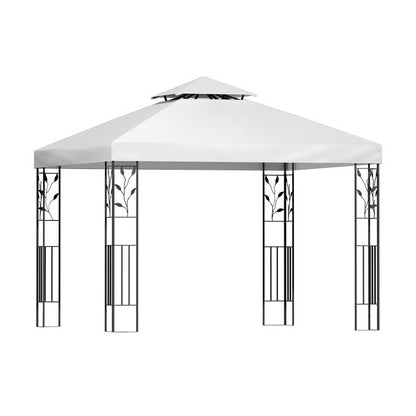 Instahut Gazebo 3x3m Marquee Outdoor Wedding Party Event Tent Home Iron Art Shade White GAZEBO-IR-LE-HF-3X3-WH-AB