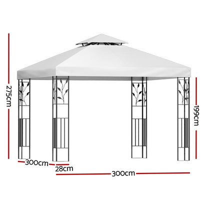 Instahut Gazebo 3x3m Marquee Outdoor Wedding Party Event Tent Home Iron Art Shade White GAZEBO-IR-LE-HF-3X3-WH-AB