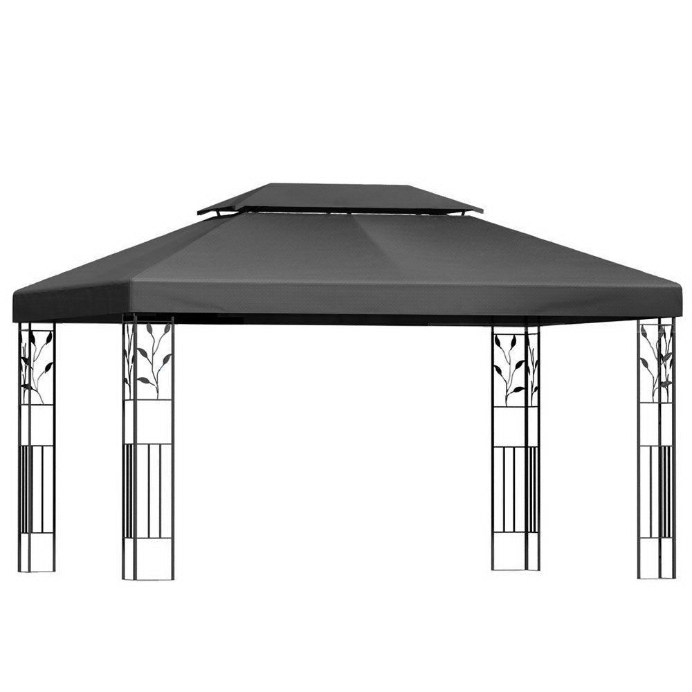 Instahut Gazebo 4x3m Marquee Outdoor Wedding Party Event Tent Home Iron Art Shade Grey GAZEBO-IR-LE-HF-4X3-GY-AB