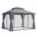 Instahut Gazebo 3x3m Canopy Outdoor Steel Frame Patio Tent Curtains Marquee Grey GAZEBO-IR-MC-3X3-GY