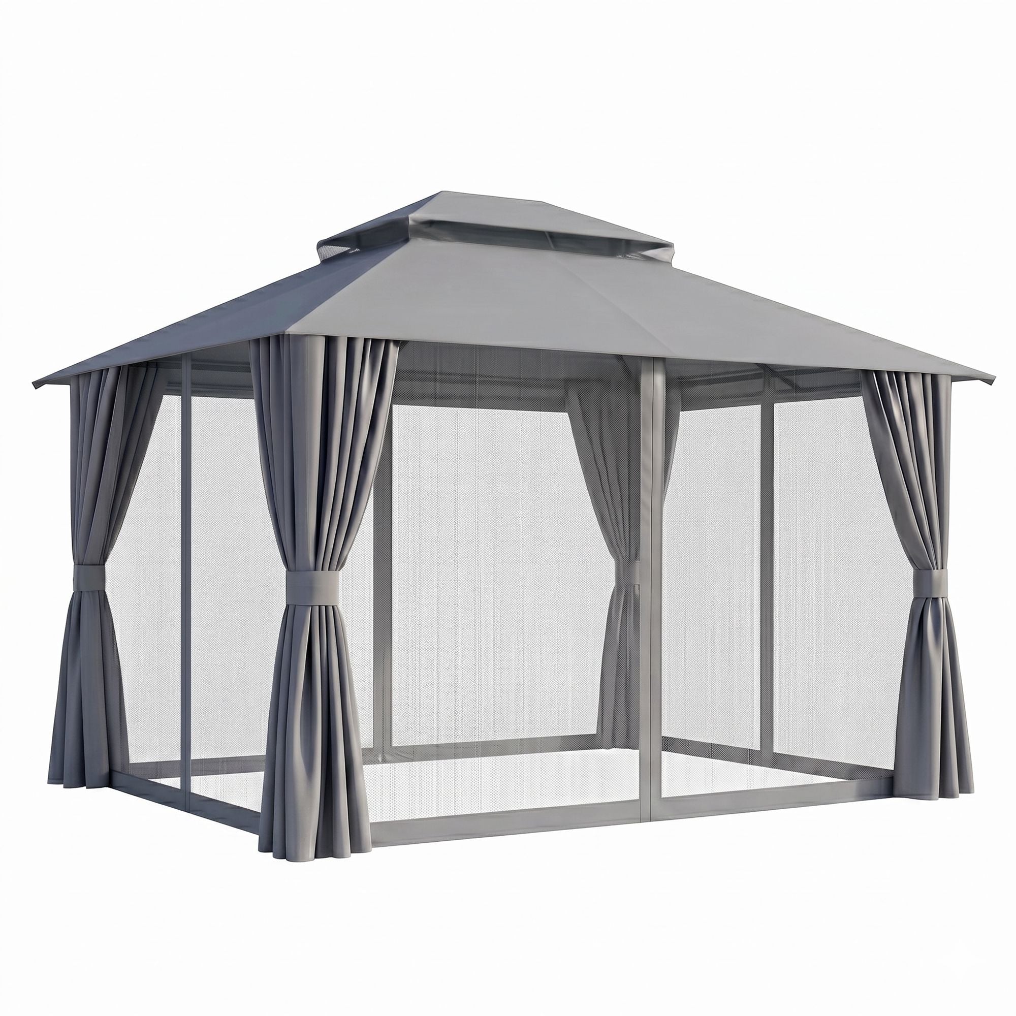 Instahut Gazebo 3x3m Canopy Outdoor Steel Frame Patio Tent Curtains Marquee Grey GAZEBO-IR-MC-3X3-GY