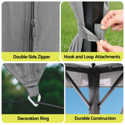 Instahut Gazebo 3x3m Canopy Outdoor Steel Frame Patio Tent Curtains Marquee Grey GAZEBO-IR-MC-3X3-GY
