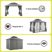 Instahut Gazebo 3x3m Canopy Outdoor Steel Frame Patio Tent Curtains Marquee Grey GAZEBO-IR-MC-3X3-GY