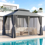 Instahut Gazebo 3x3m Canopy Outdoor Steel Frame Patio Tent Curtains Marquee Grey GAZEBO-IR-MC-3X3-GY
