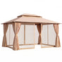 Instahut Gazebo 3x4m Canopy Outdoor Steel Frame Patio Tent Curtains Marquee Beige GAZEBO-IR-MC-3X4-BG