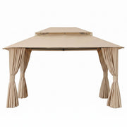 Instahut Gazebo 3x4m Canopy Outdoor Steel Frame Patio Tent Curtains Marquee Beige