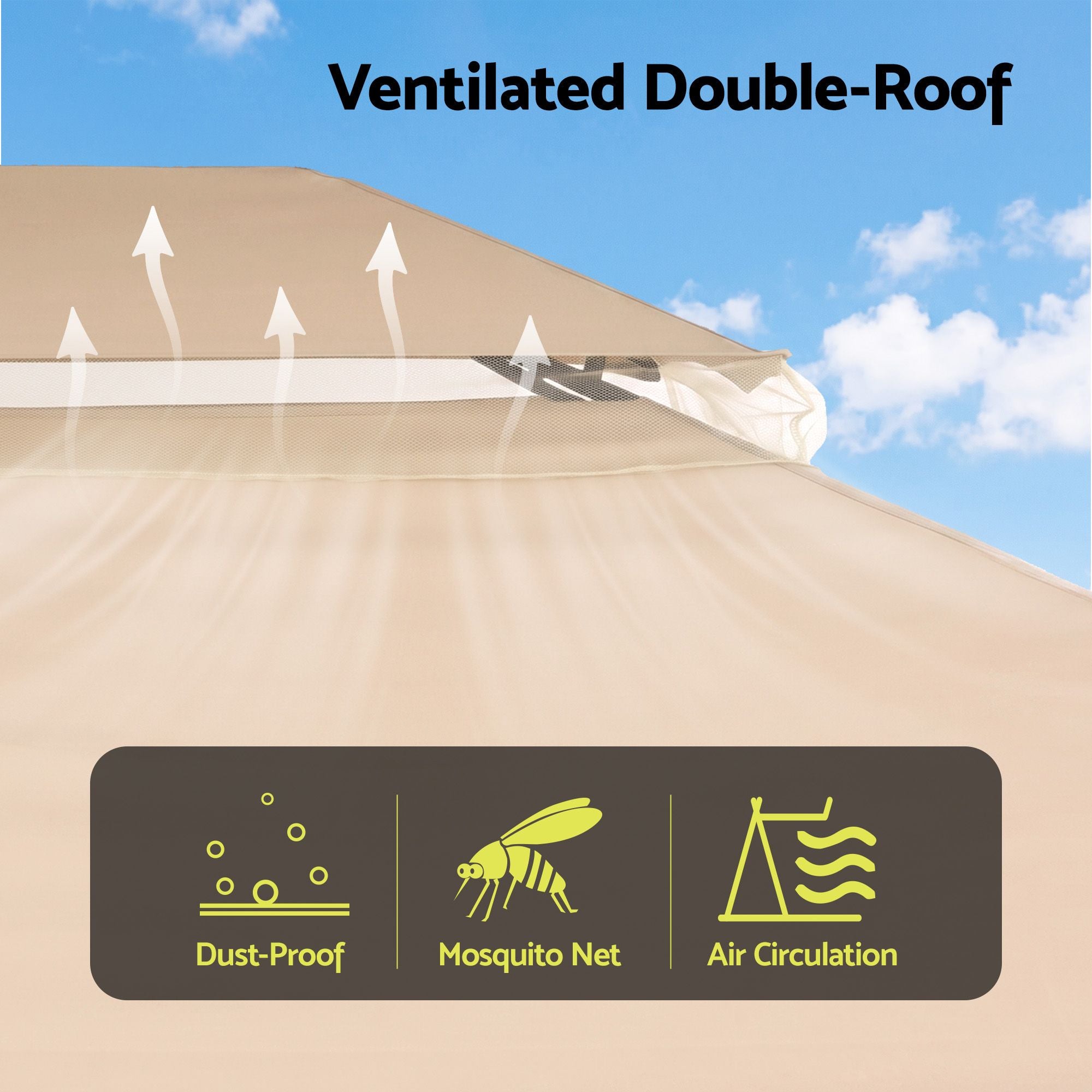 Instahut Gazebo 3x4m Canopy Outdoor Steel Frame Patio Tent Curtains Marquee Beige GAZEBO-IR-MC-3X4-BG