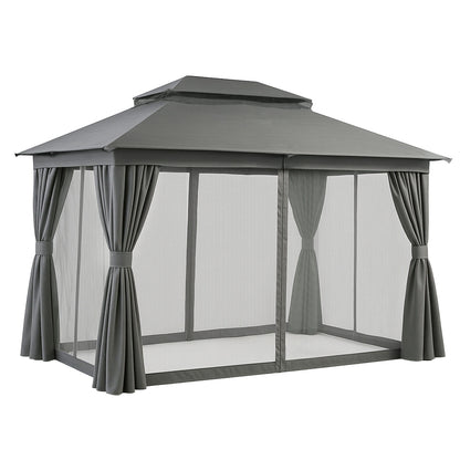 Instahut Gazebo 3x4m Canopy Outdoor Steel Frame Patio Tent Curtains Marquee Grey GAZEBO-IR-MC-3X4-GY