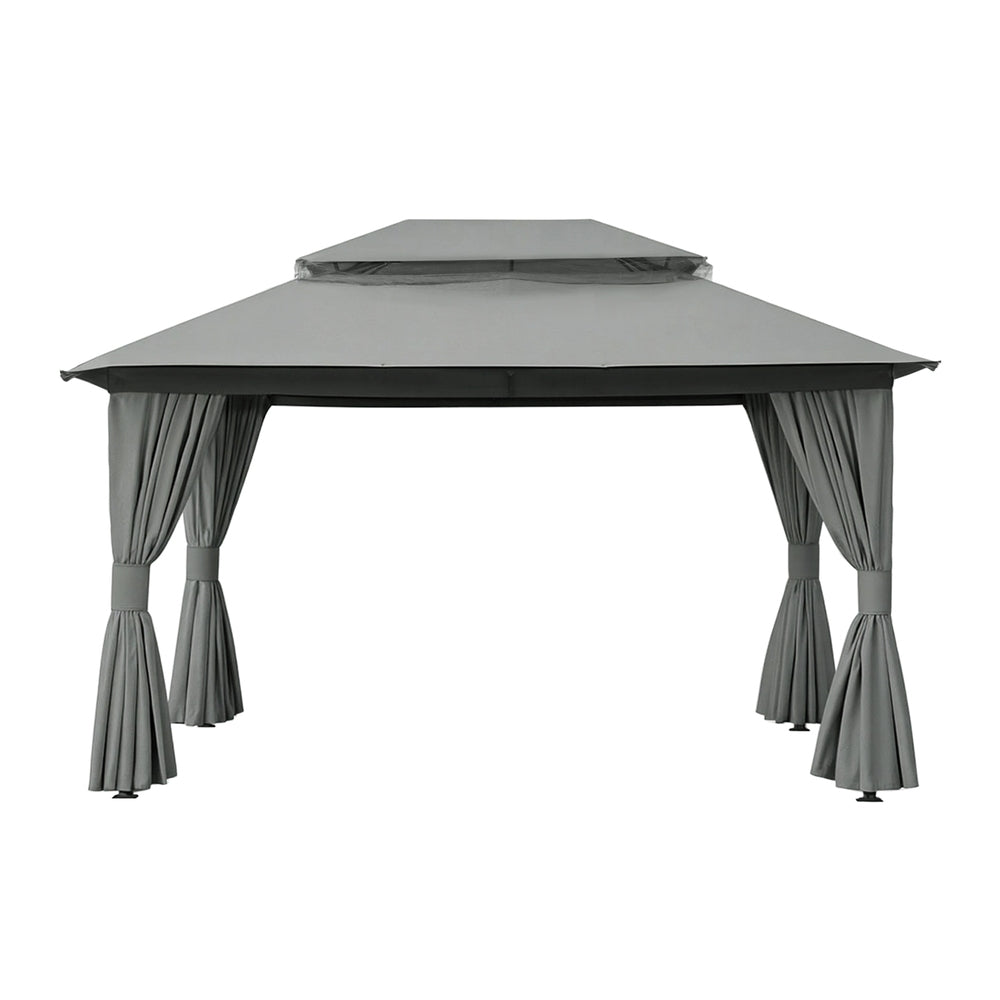 Instahut Gazebo 3x4m Canopy Outdoor Steel Frame Patio Tent Curtains Marquee Grey GAZEBO-IR-MC-3X4-GY