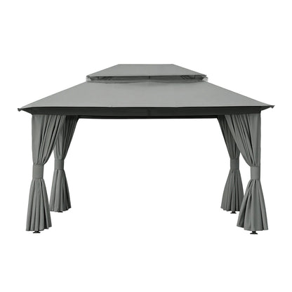 Instahut Gazebo 3x4m Canopy Outdoor Steel Frame Patio Tent Curtains Marquee Grey GAZEBO-IR-MC-3X4-GY