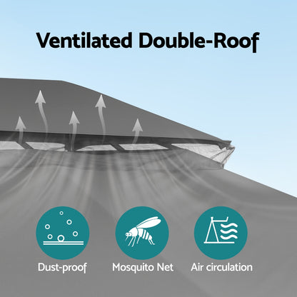 Instahut Gazebo 3x4m Canopy Outdoor Steel Frame Patio Tent Curtains Marquee Grey GAZEBO-IR-MC-3X4-GY