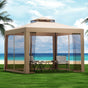 Instahut Gazebo Marquee 3m Outdoor Event Tent Camping Party Mesh Wall Canopy Brown GAZEBO-IR-WED-3X3-BR