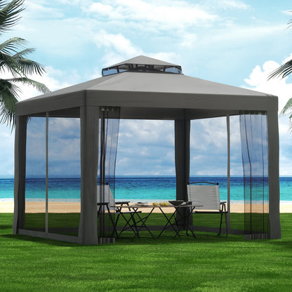 Instahut Gazebo Marquee 3m Outdoor Event Tent Camping Party Mesh Wall Canopy Grey GAZEBO-IR-WED-3X3-GY