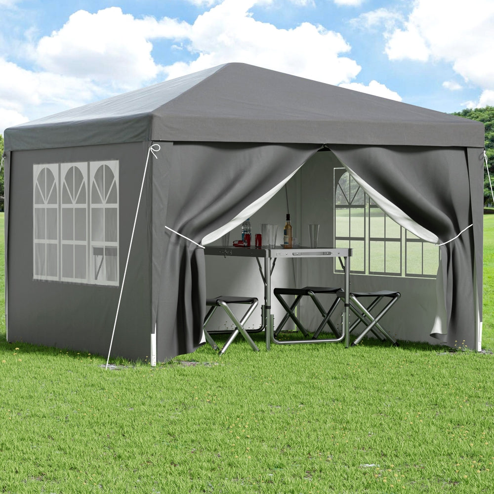 Instahut Gazebo 3x3 Pop Up Marquee Folding Tent Wedding Gazebos Camping Outdoor Shade Canopy Gray GAZEBO-POP-C-3X3-GY