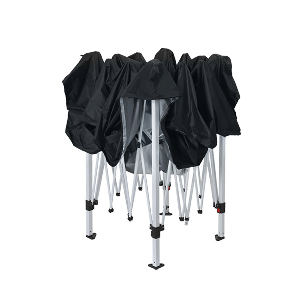 Instahut Gazebo Pop Up Marquee 3x3m Wedding Party Outdoor Camping Tent Canopy Shade Mesh Wall Black GAZEBO-POP-M-FG-3X3-BK