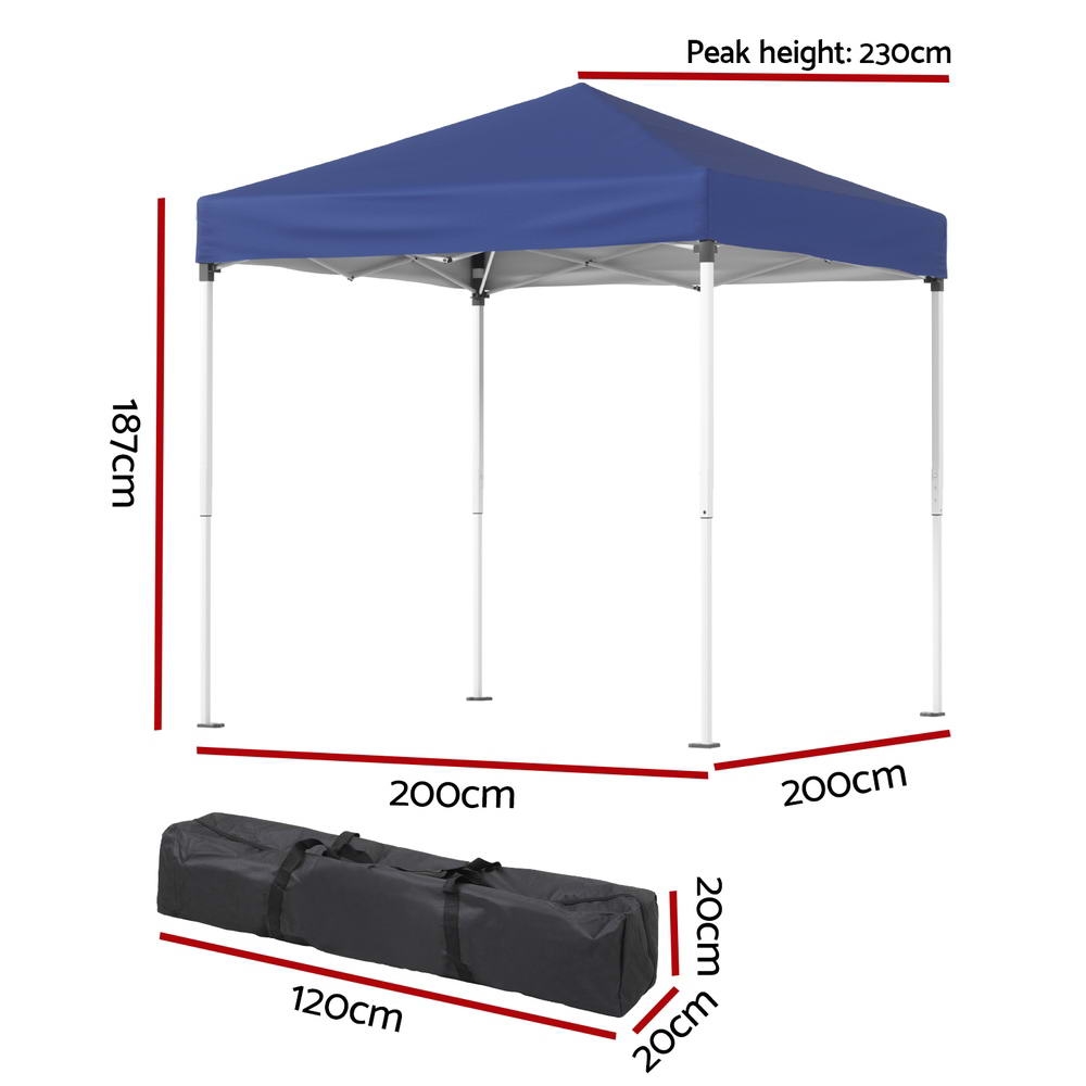 Instahut Gazebo 2x2m Outdoor Patio Garden Marquee Shade Blue GAZEBO-T-2X2-F-EC-BU