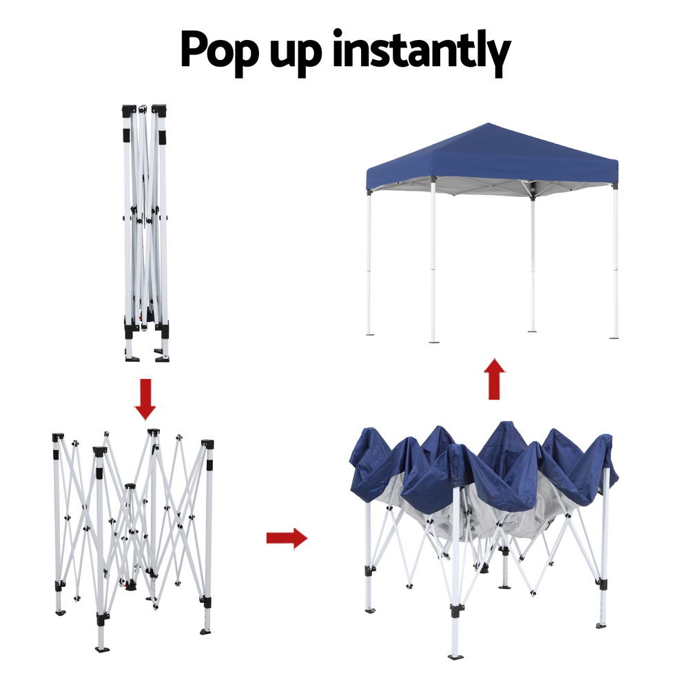 Instahut Gazebo 2x2m Outdoor Patio Garden Marquee Shade w/ Base Pods Blue GAZEBO-T-2X2-F-EC-BU-BASE