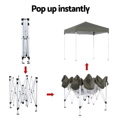 Instahut Gazebo 2x2m Outdoor Patio Garden Marquee Shade Grey GAZEBO-T-2X2-F-EC-GR